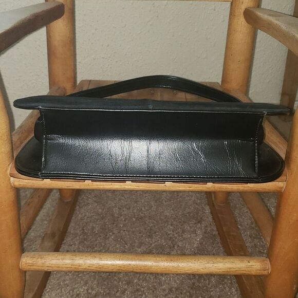 VNTG Retro 60's A Naturalizer Black Faux Suede Simulated Leather Handbag - Picture 9 of 16